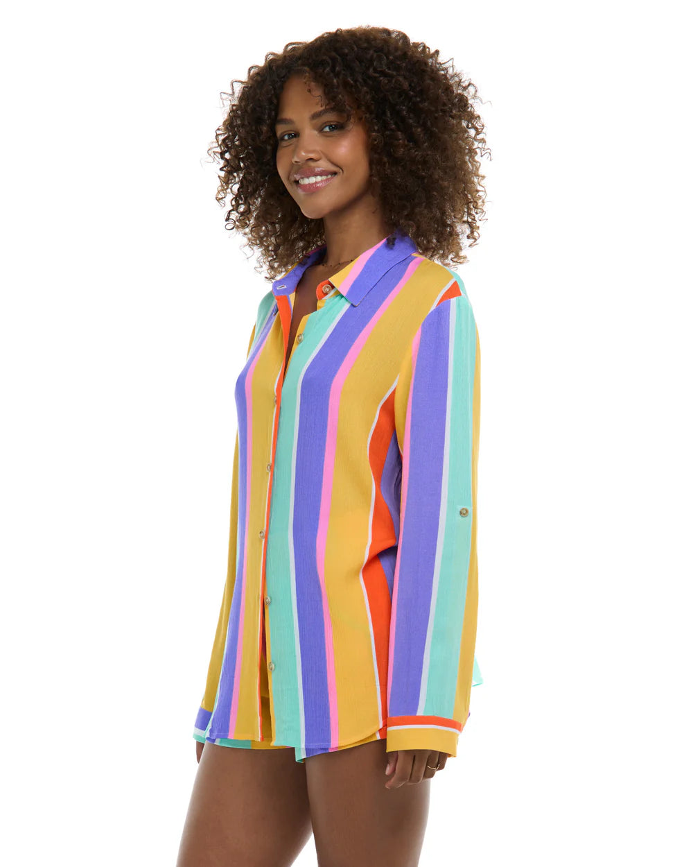 Body Glove Smoothies Ode Floret Loose Fit Shirt - Multi Stripe