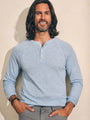 Faherty Men's Cloud Cotton Long Sleeve Henley - Light Blue Heather
