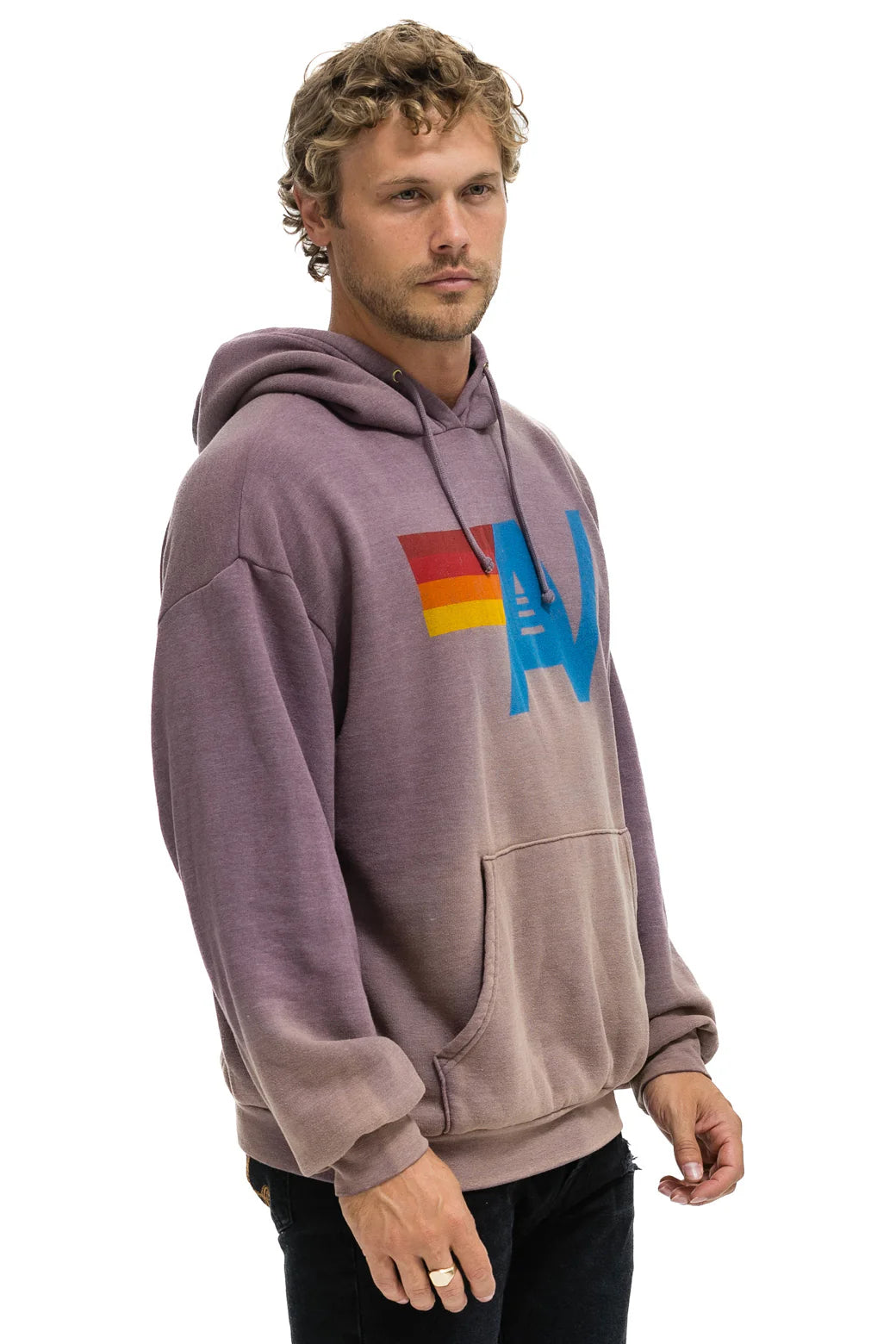 Aviator Nation Unisex Vintage Logo Relaxed Pullover Hoodie - Faded Mocha