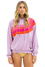 Aviator Nation Unisex Wave Stripe Pullover Hoodie - Mauve / Magenta Orange