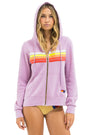 Aviator Nation Unisex 5 Stripe Hoodie - Mauve / White Neon