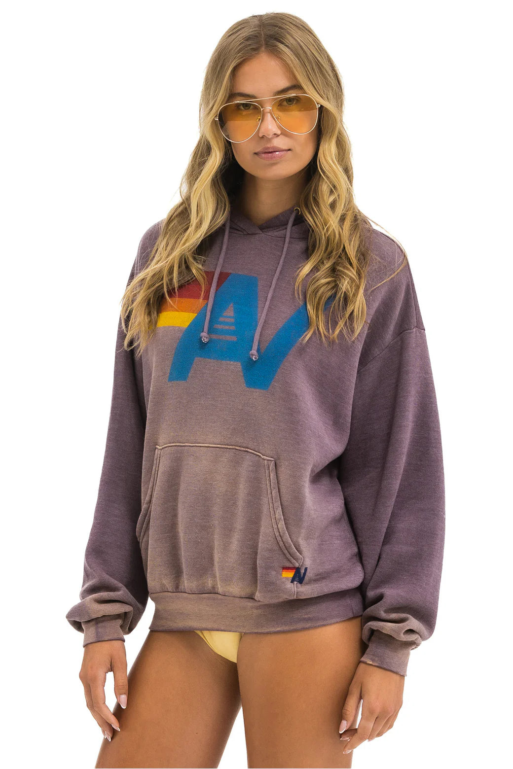 Aviator Nation Unisex Vintage Logo Relaxed Pullover Hoodie - Faded Mocha