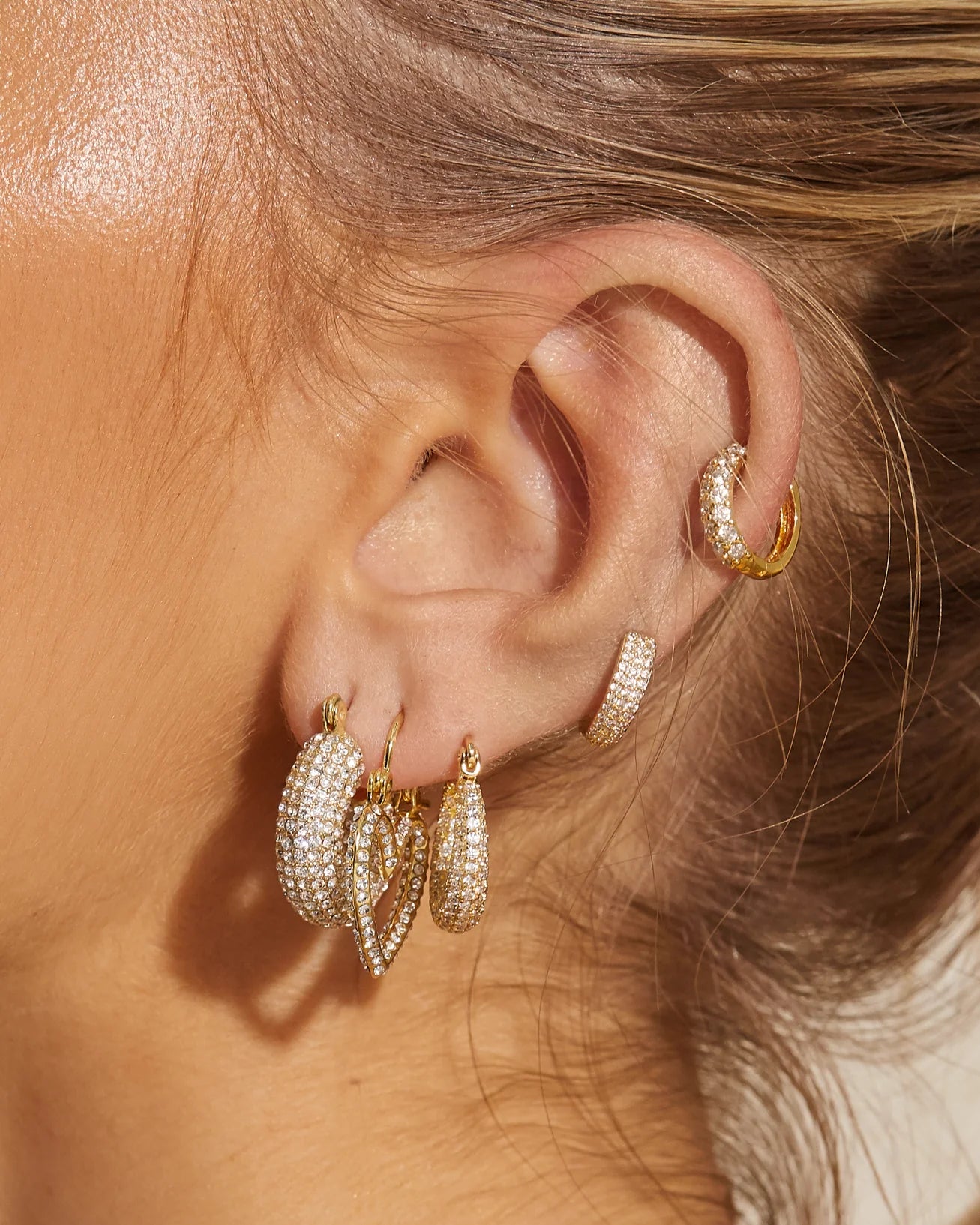 LUV AJ Baby Pave Huggies - Gold