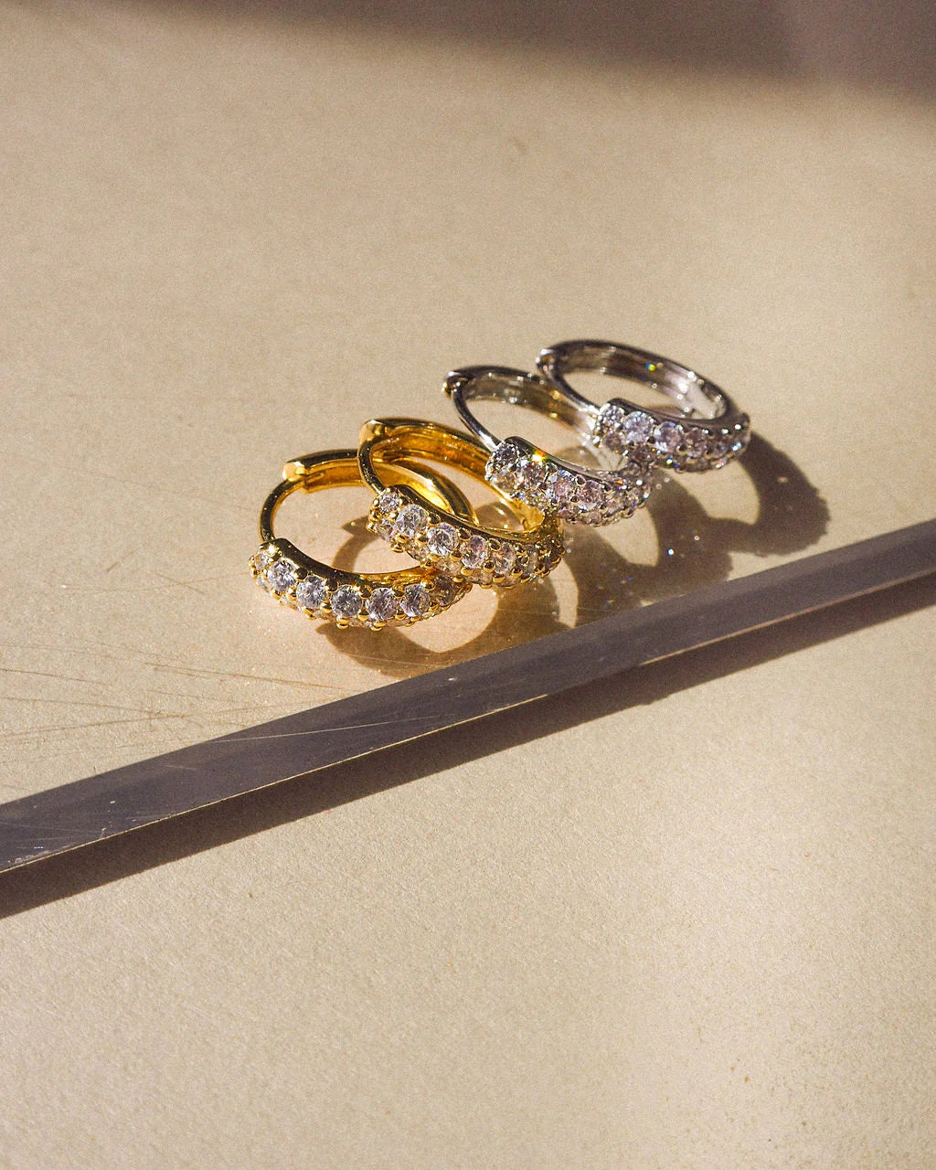 LUV AJ Baby Pave Huggies - Gold