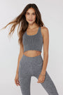 Spiritual Gangster 'Amor' Seamless Crop Tank - Heather Grey