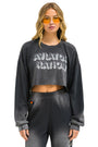 Aviator Nation 3D Cropped Crew Sweatshirt Relaxed - Faded Smoke