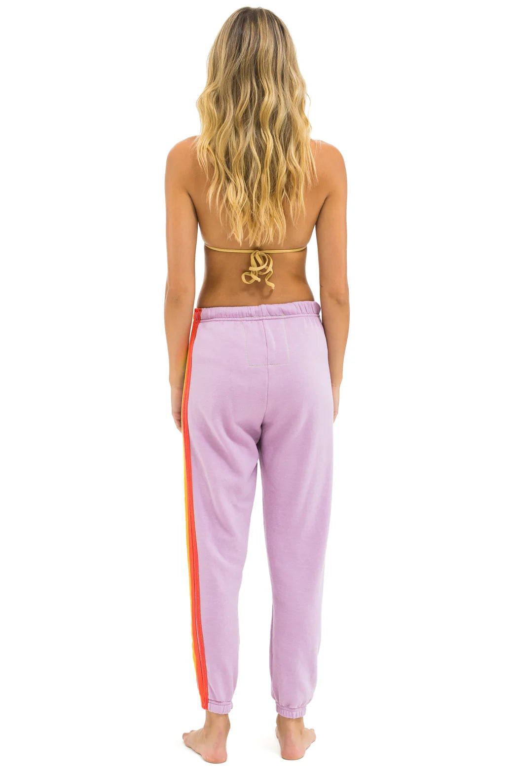 Aviator Nation 5 Stripe Sweatpants - Mauve / White Neon