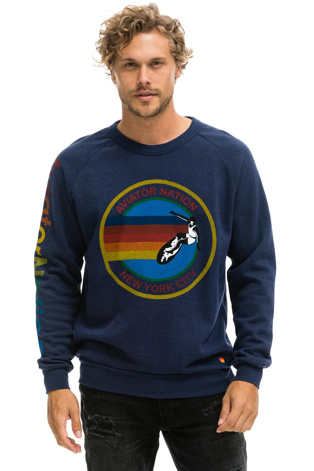 Aviator Nation Unisex Signature Crew Sweatshirt - Navy