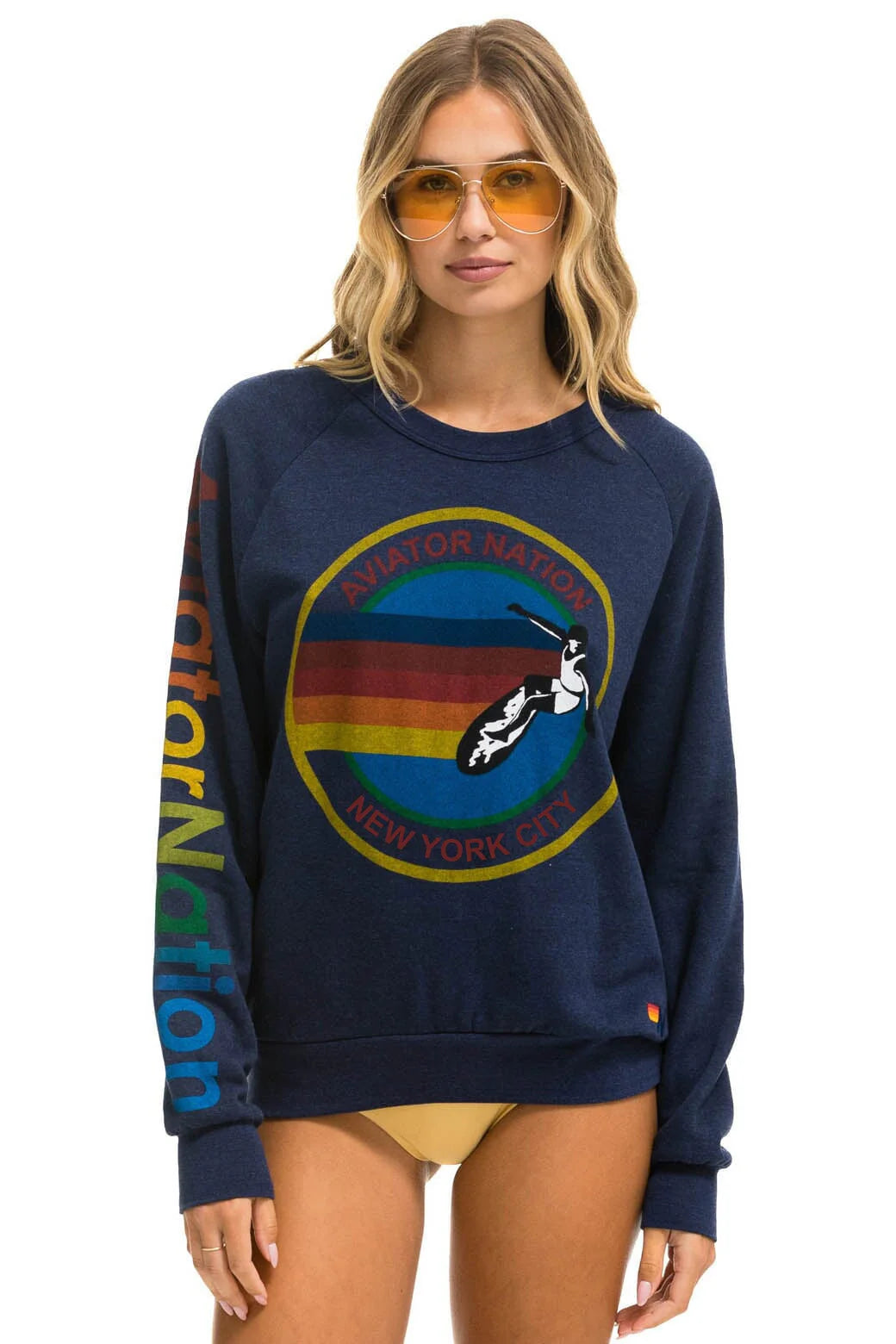 Aviator Nation Unisex Signature Crew Sweatshirt - Navy