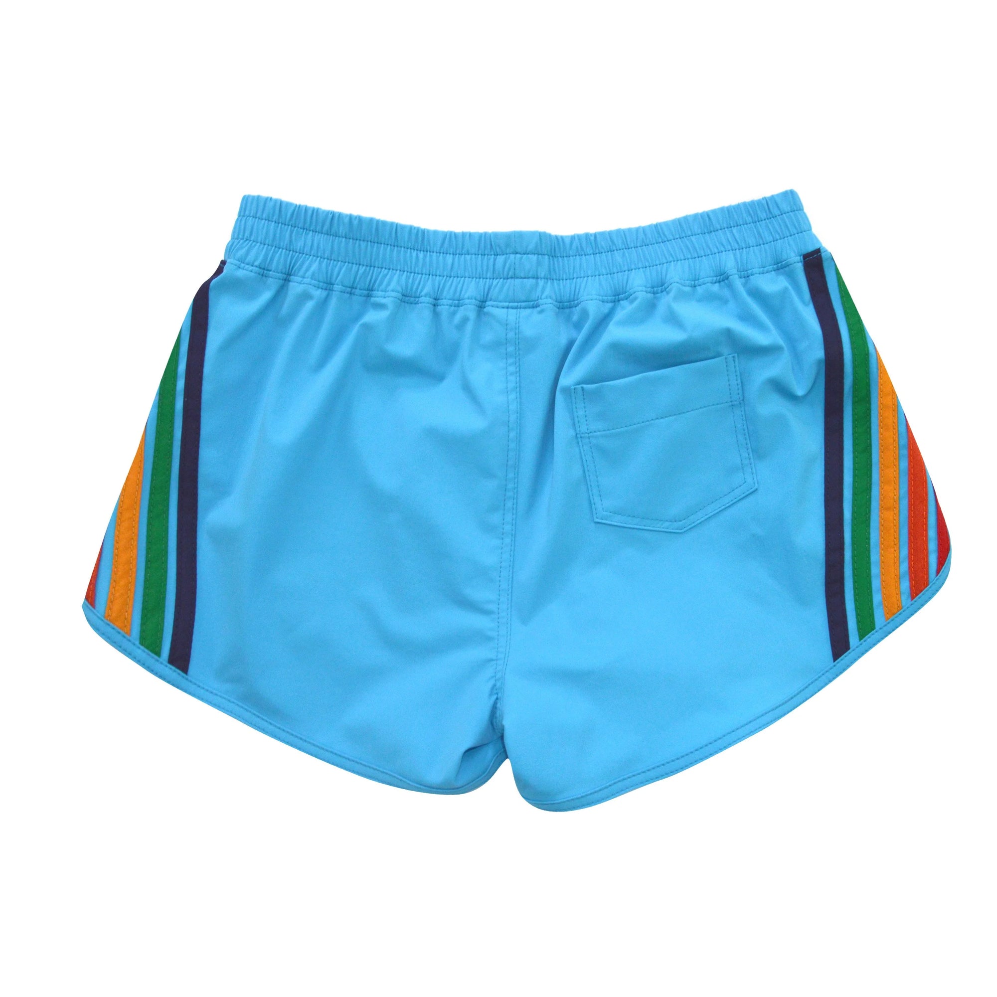 Aviator Nation 5 Stripe Flex Board Shorts - Neon Blue / Rainbow