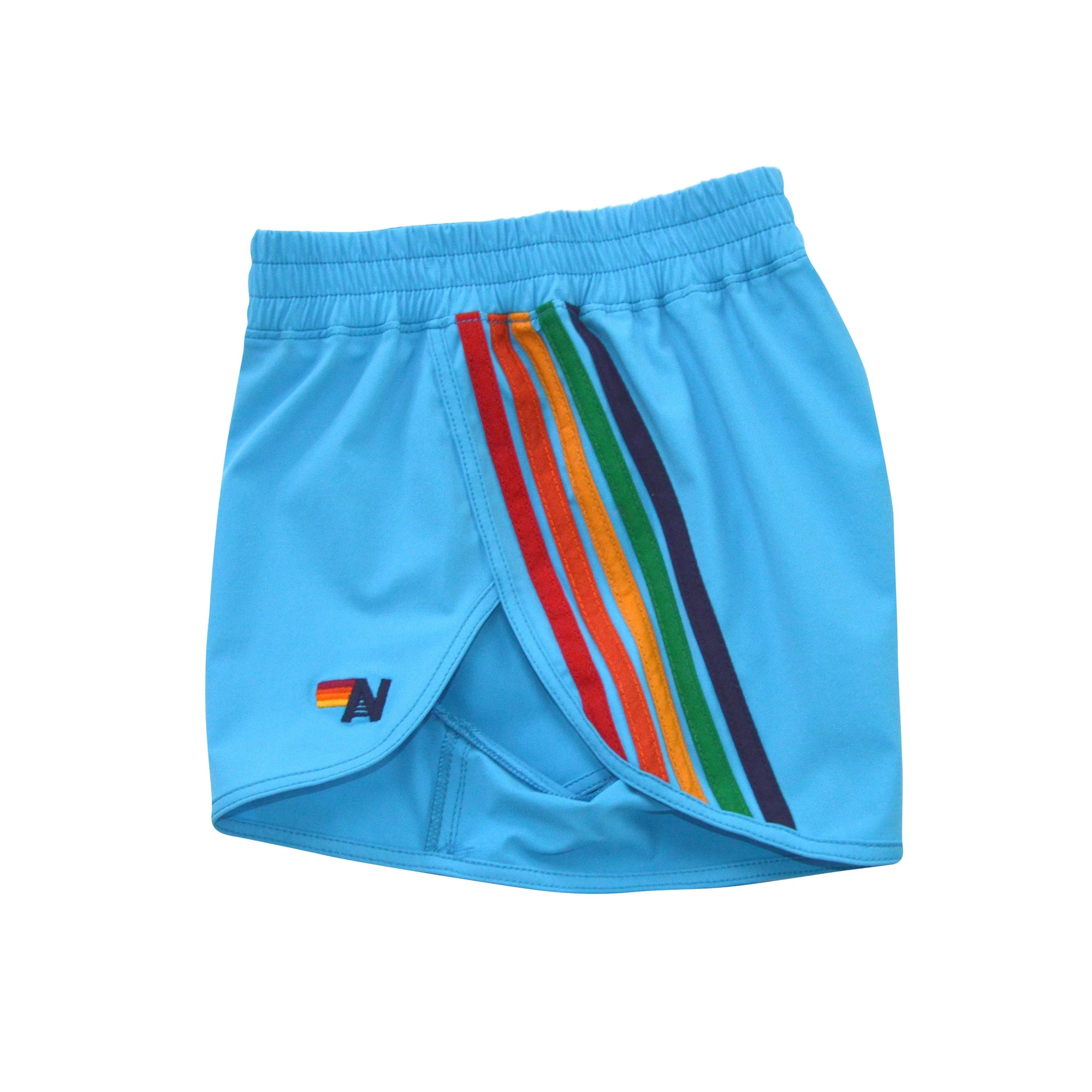 Aviator Nation 5 Stripe Flex Board Shorts - Neon Blue / Rainbow