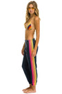 Aviator Nation 5 Stripe Sweatpants - Heather Navy / Neon Rainbow