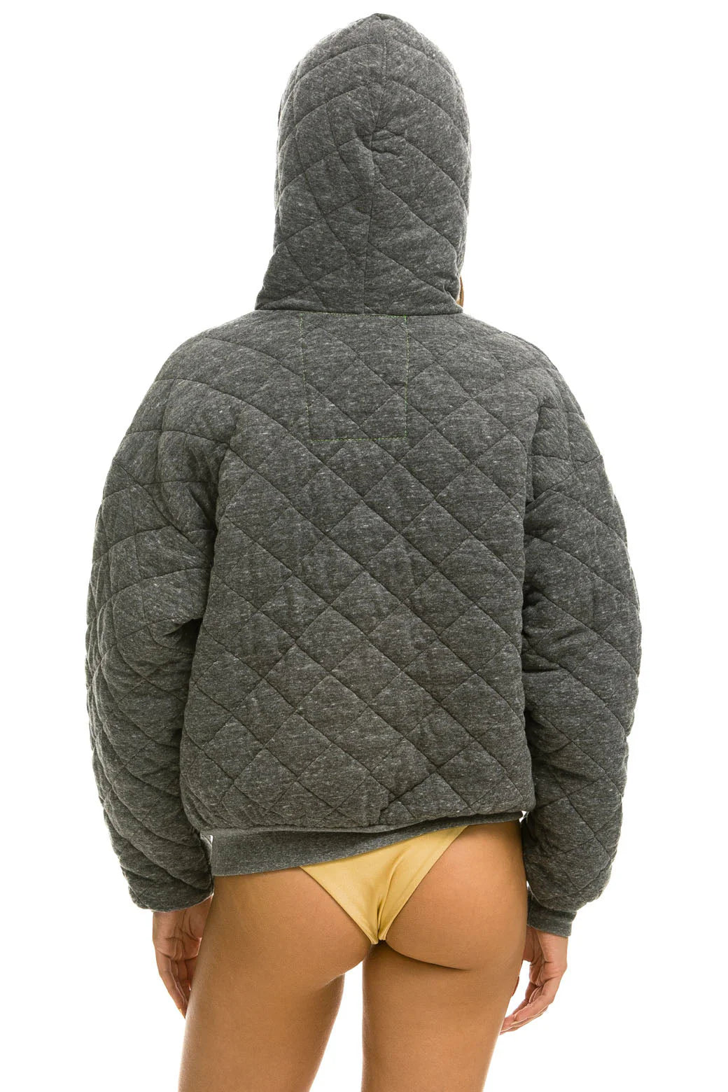 Aviator Nation Quilted Relaxed Zip Hoodie - Heather Grey