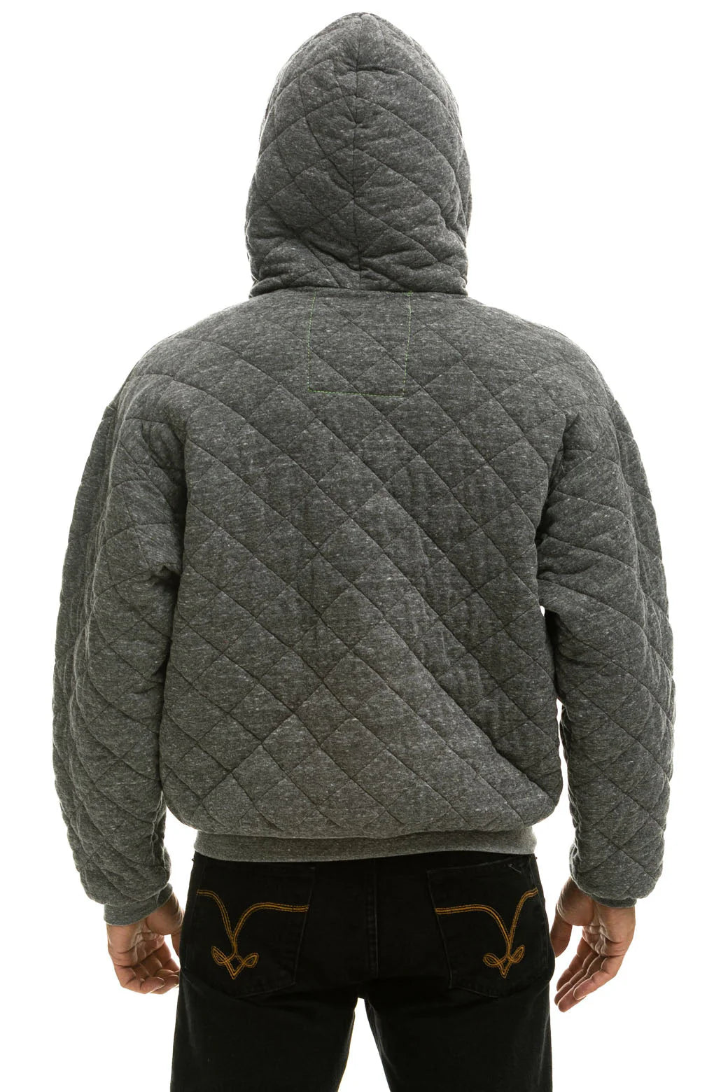 Aviator Nation Quilted Relaxed Zip Hoodie - Heather Grey
