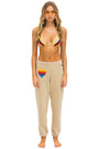 Aviator Nation Women's Rainbow Heart Stitch Sweatpants - Sand